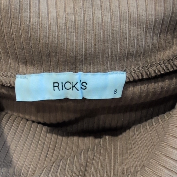 Brown Ribbed Cowl Neck Top - Picture 3 of 4